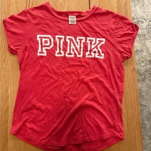 PINK Victoria’s Secret Logo Tee – Size M – Bright Pink